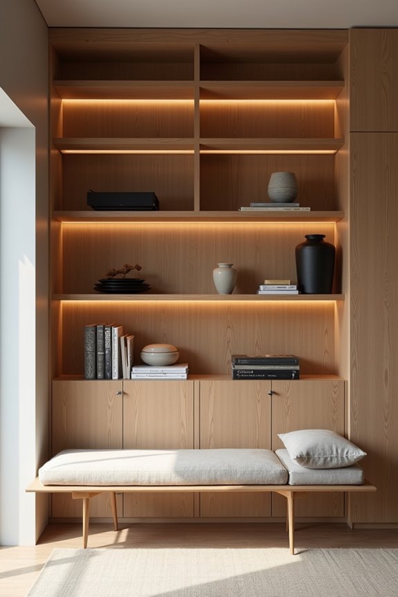 built in storage doubles as display