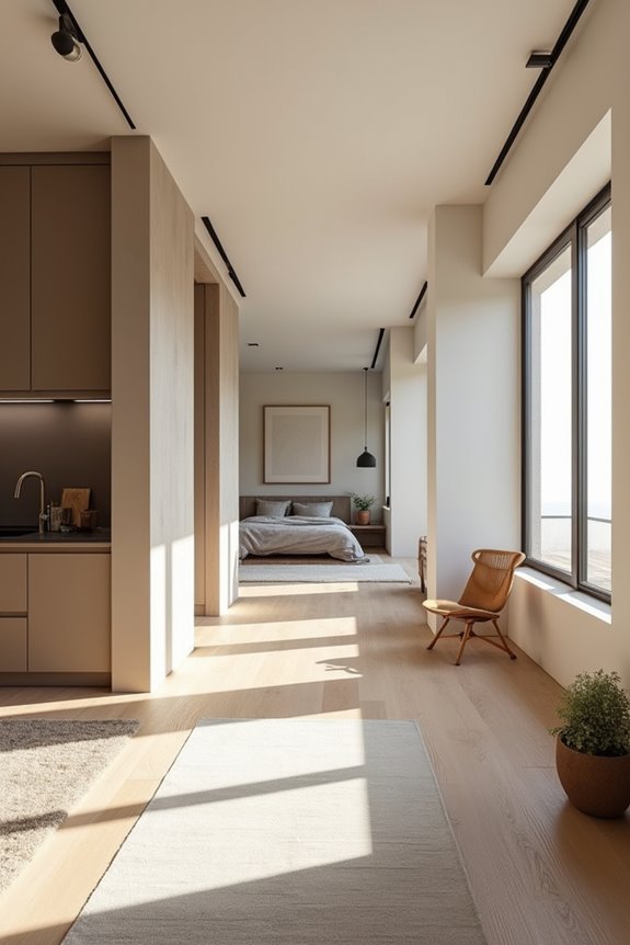 central living area shields bedrooms from traffic