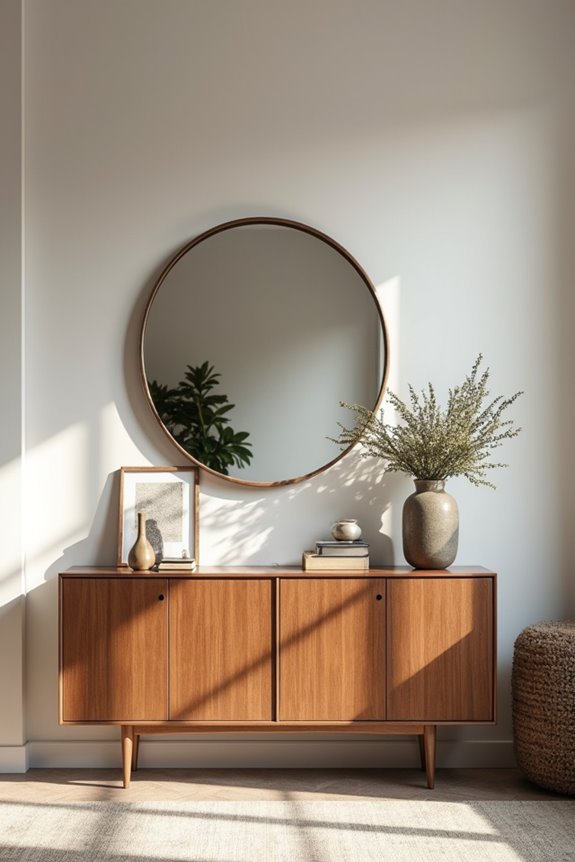 console table with mirror art pairing