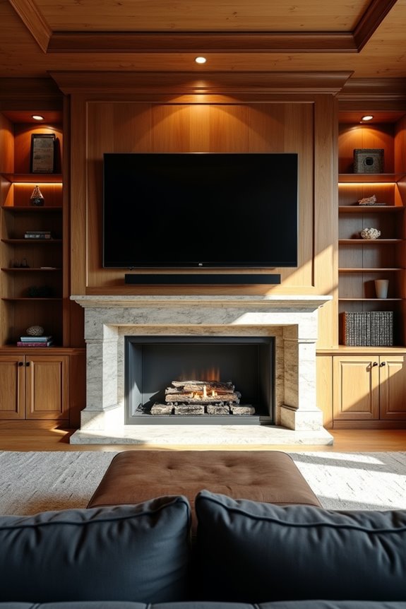 opposite wall tv with balanced focal points