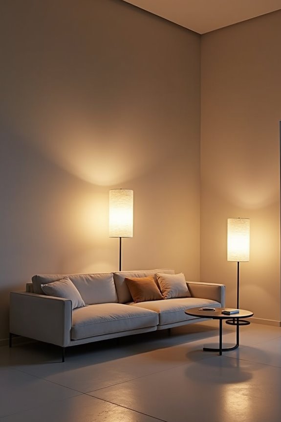symmetrical floor lamp pairing